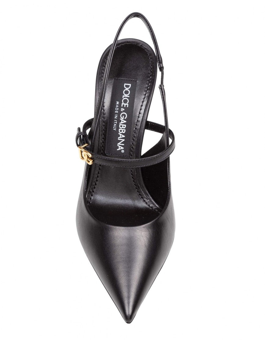 Dolce & Gabbana Black Nappa Leather Slingbacks