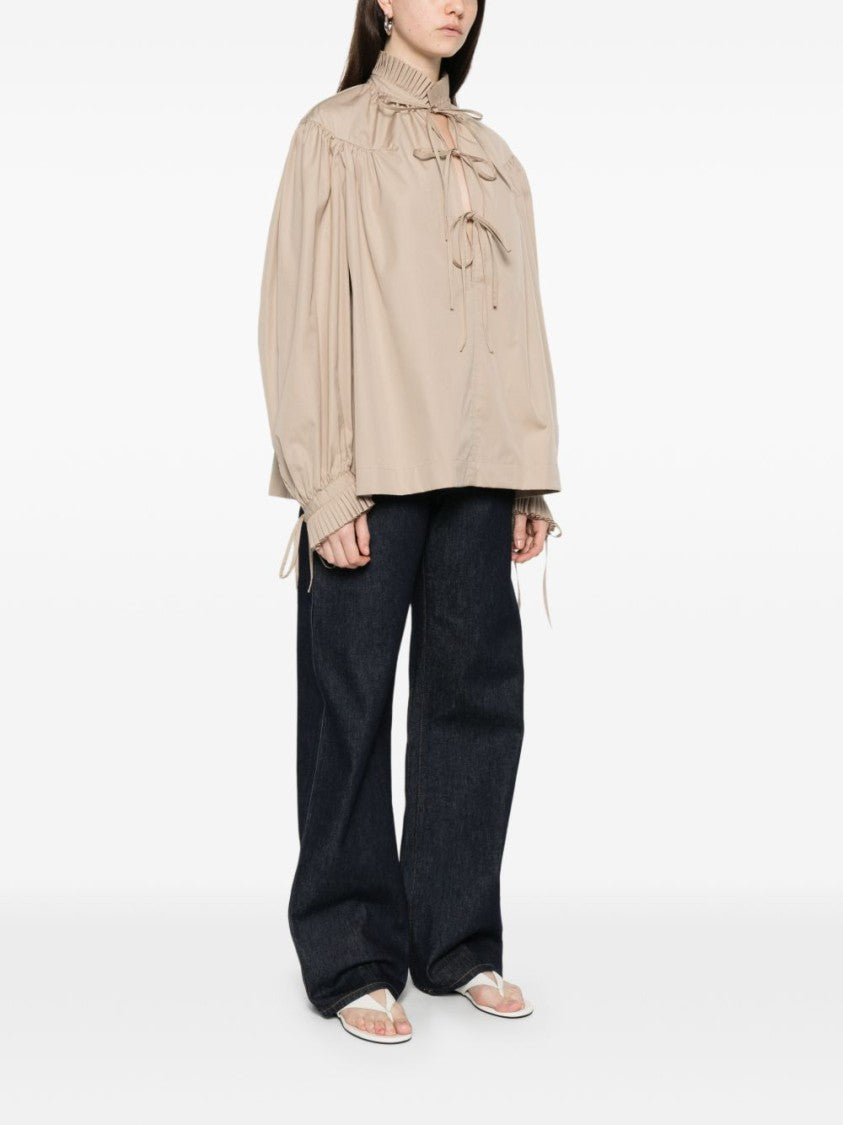 Dries Van Noten Boxy Long-Sleeved Shirt With Ruffled Neckline