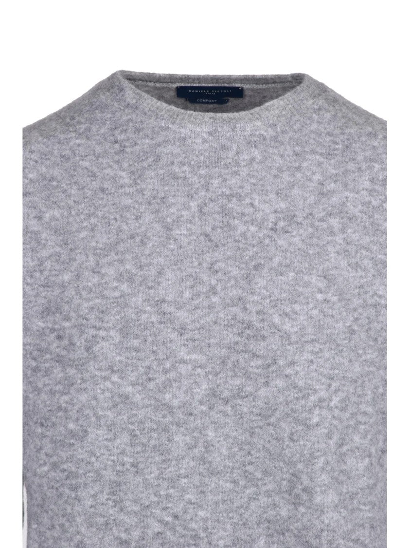 Daniele Fiesoli Heathered Grey Stretch Crewneck Sweater