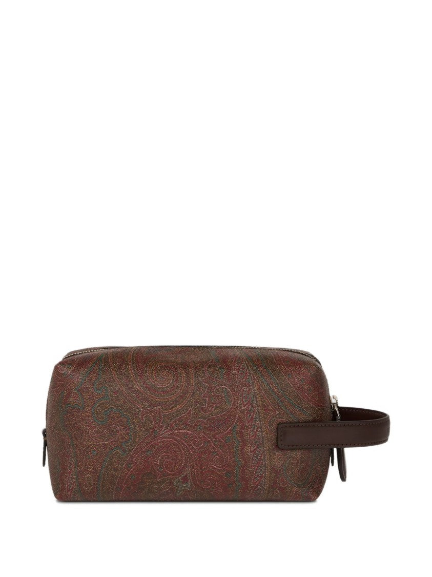 Etro Rectangular Brown Paisley 19,5X10x8 Wristlet Pouch