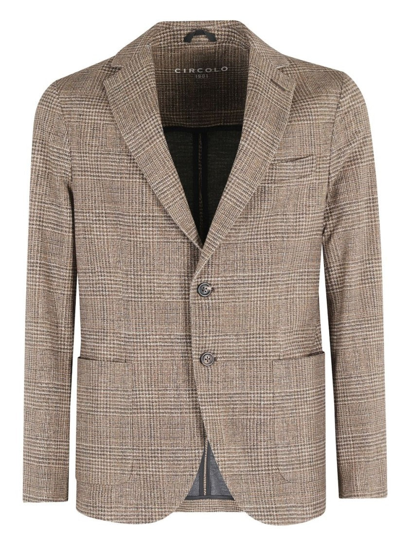 Circolo 1901 Checkered Brown Jacket With Modern Fit