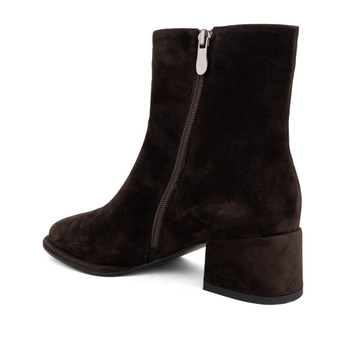 Linda Baumann Brown Suede Smooth Block Heel Boots