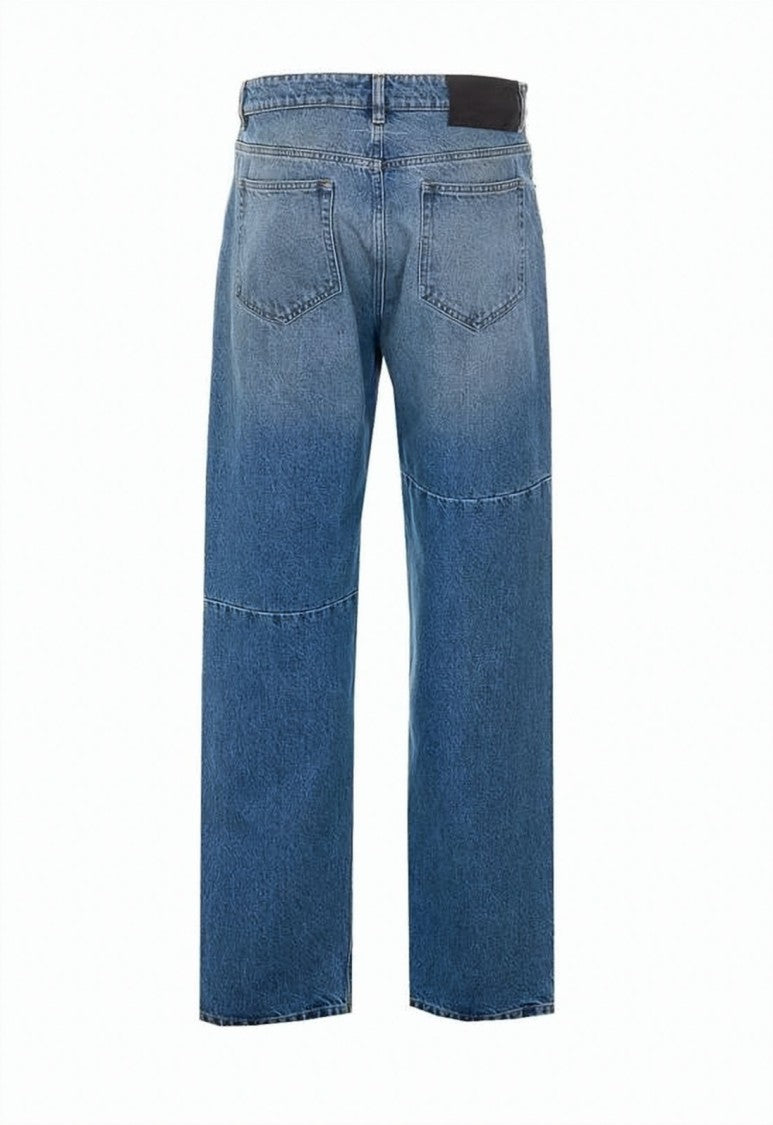Mm6 By Maison Margiela Medium Wash Straight-Leg Jeans With Visible Seam Detailing