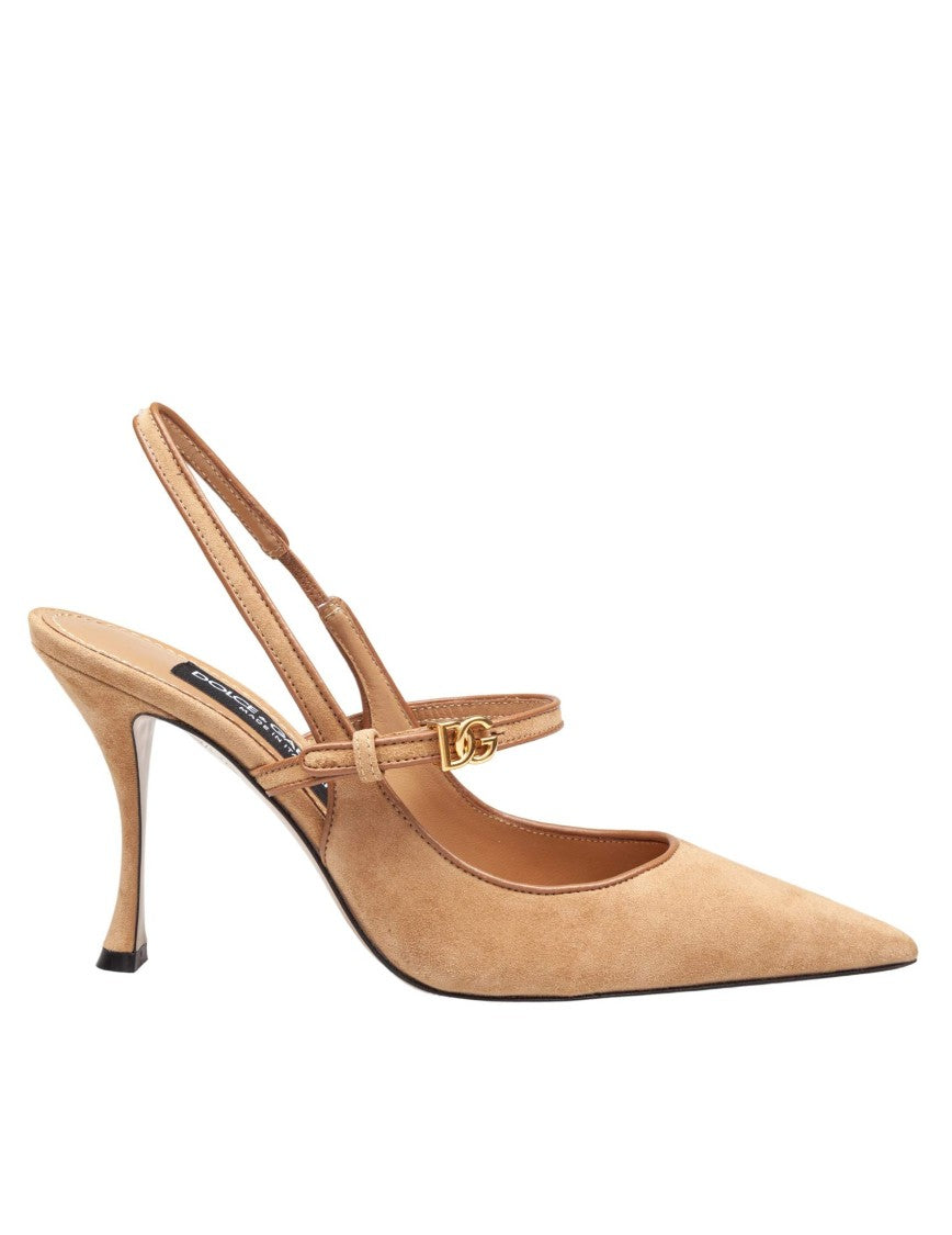Dolce & Gabbana Beige/Camel Suede And Nappa Slingbacks
