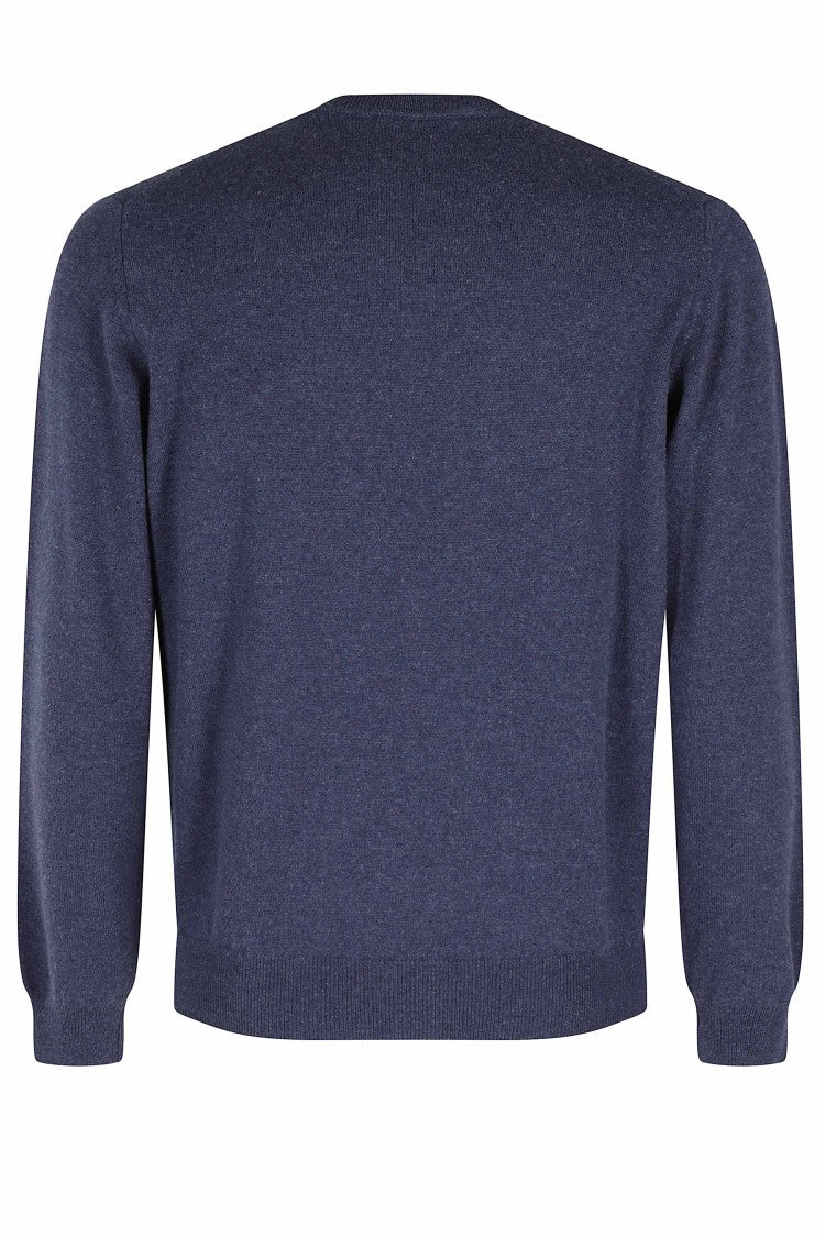 Filippo De Laurentiis Avion Blue Wool-Cashmere Crewneck Sweater