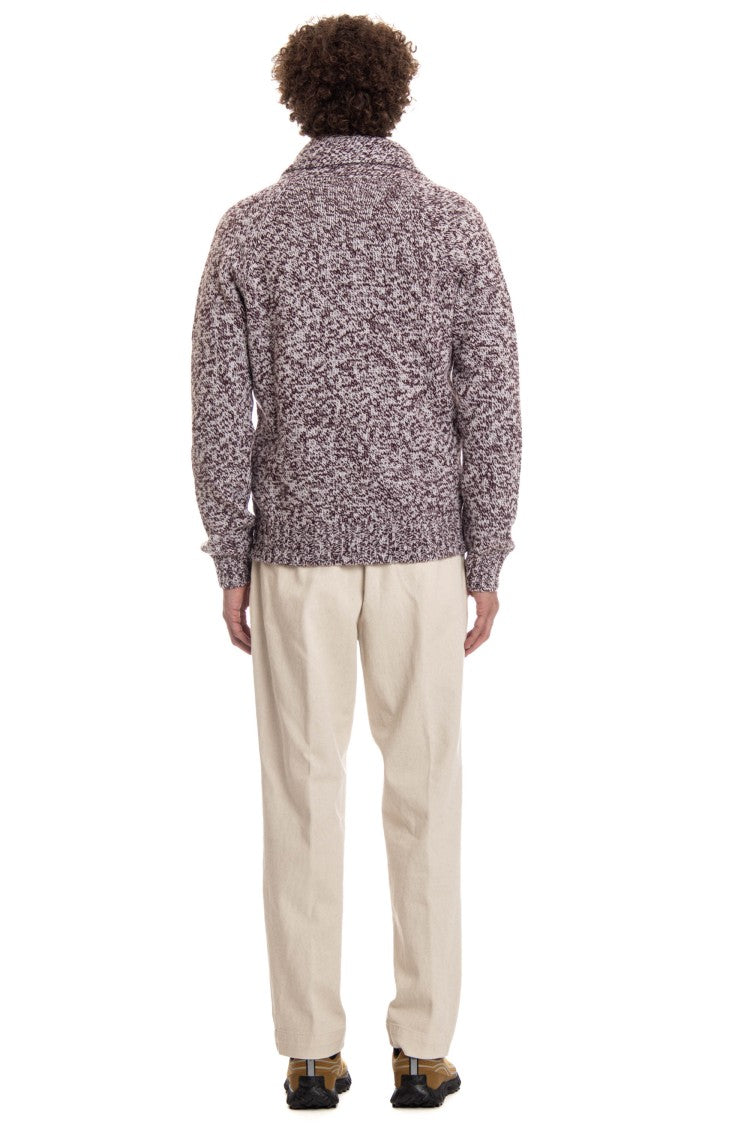 Barba Shawl Collar Virgin Wool Moulinè Sweater