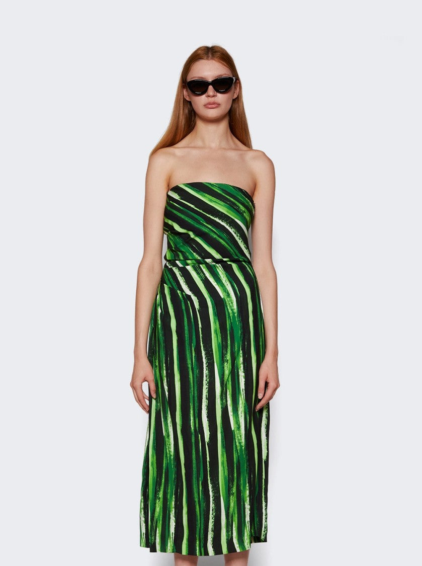 Proenza Schouler Painted Stripe Strapless Dress