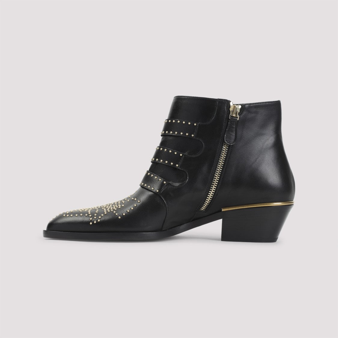 Chloé Studded Black Mutton Leather Ankle Boots