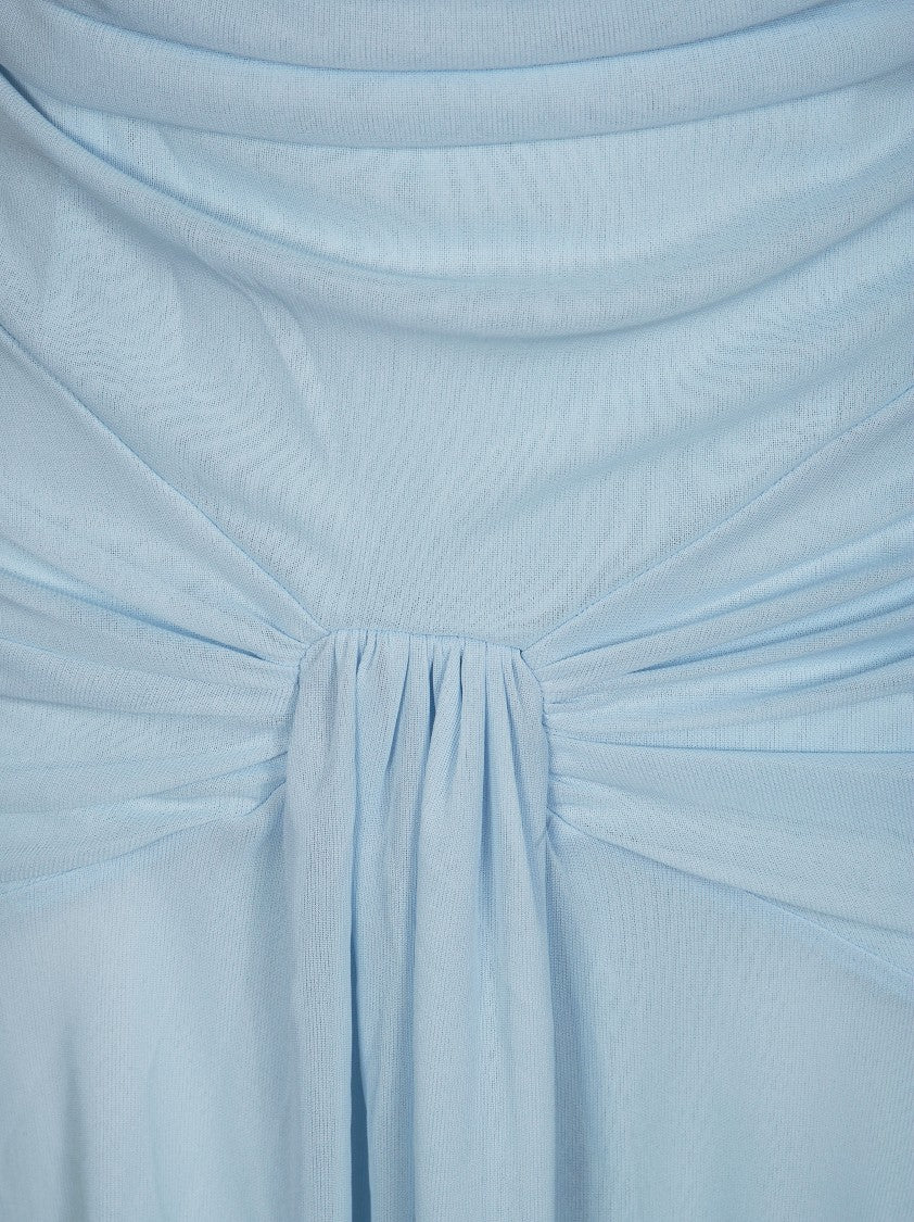 Rotate Blue Asymmetric Ruched Maxi Dress