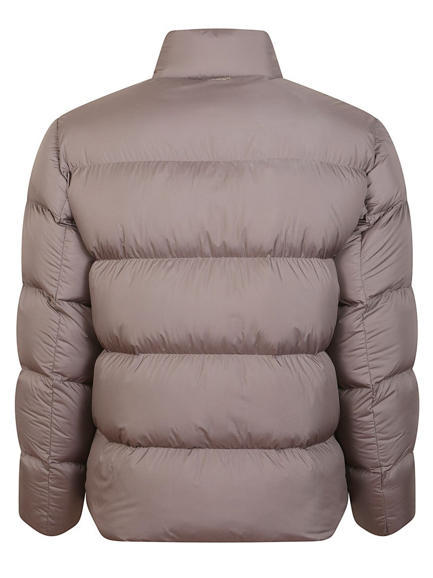 Woolrich Falcon-Colored Nylon Down Parka With Flap Pockets And Drawstring Hem