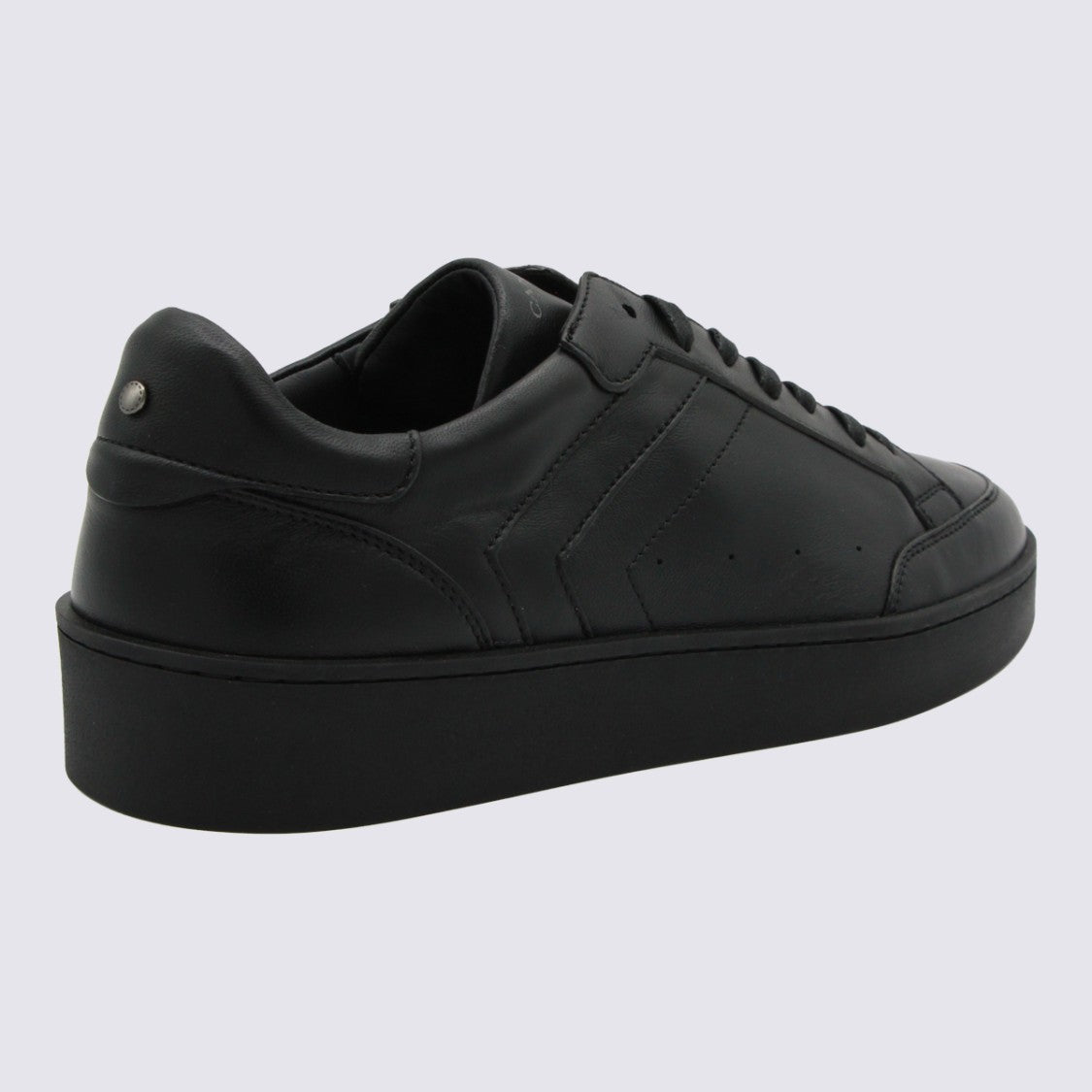 Canali Minimalist Black Sneakers With Smooth Leather Upper