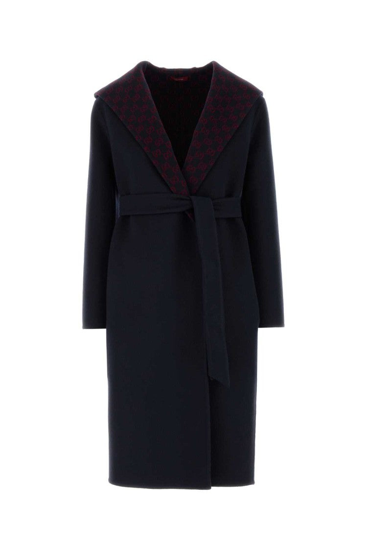 Gucci Navy Blue Wool Blend Reversible Coat