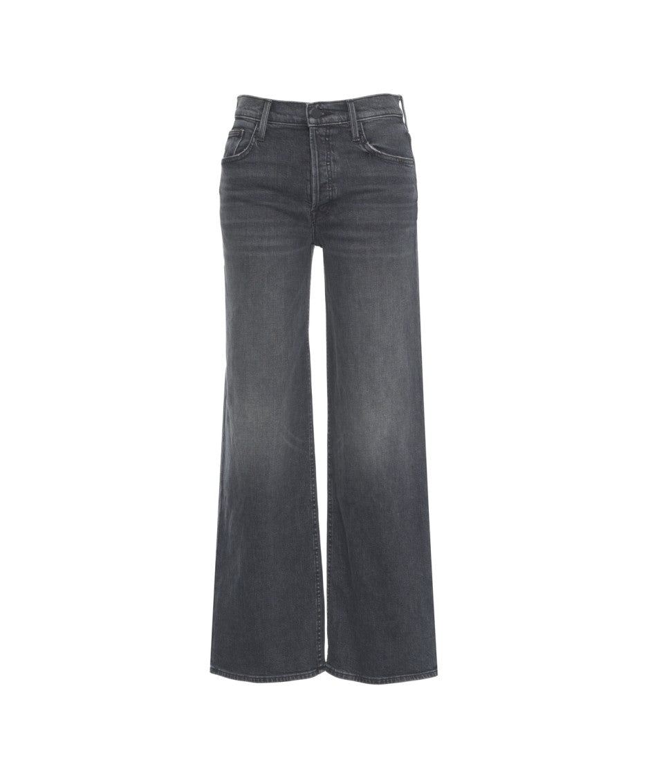Mother High-Waisted Wide-Leg Jeans With Faded Black Wash