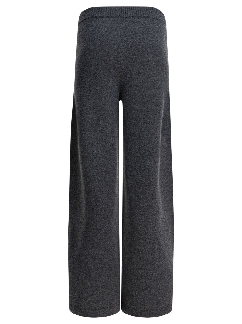 Drumohr Wide-Leg Cashmere Trousers With Ribbed Waistband