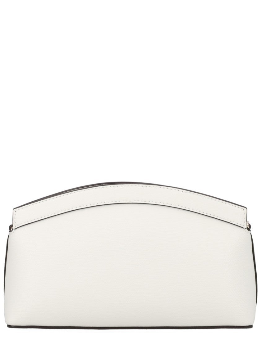 Michael Michael Kors Gold Athena Logo Curved Clutch Bag