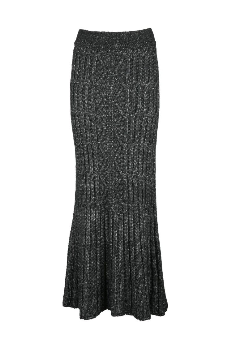 Alberta Ferretti Long Wool Skirt - Black