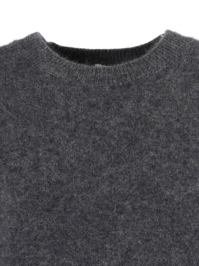 P.A.R.O.S.H. Relaxed Cropped Sweater In Soft Raccoon Fur