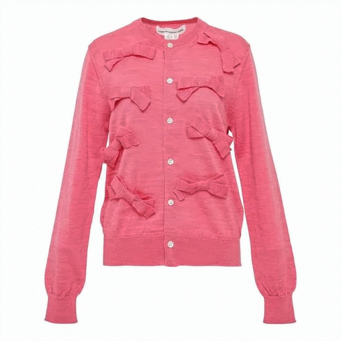 Comme Des Garçons Wool Cardigan With Asymmetrical Ribbon Accents