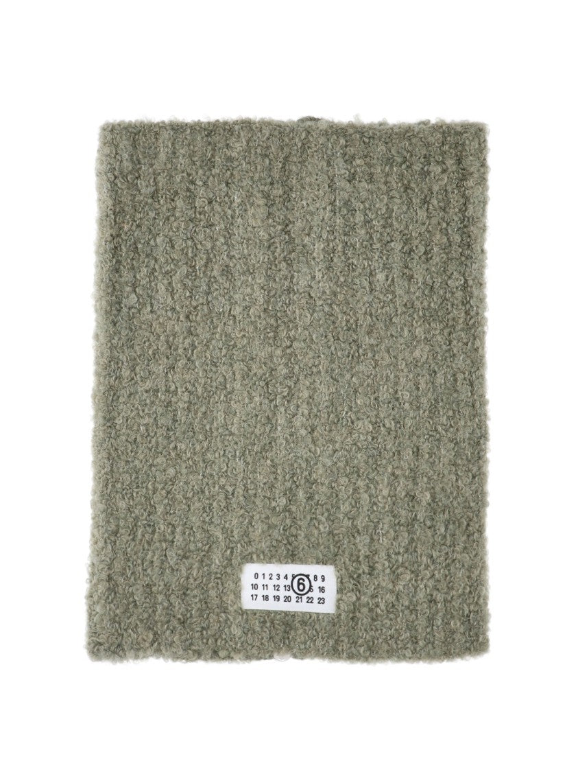Mm6 By Maison Margiela Ribbed Knit Neck Warmer With Full-Zip Closure And Logo Label