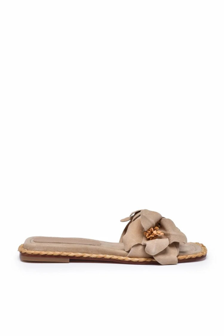 Paloma Barceló Suede Slide Sandals - Beige