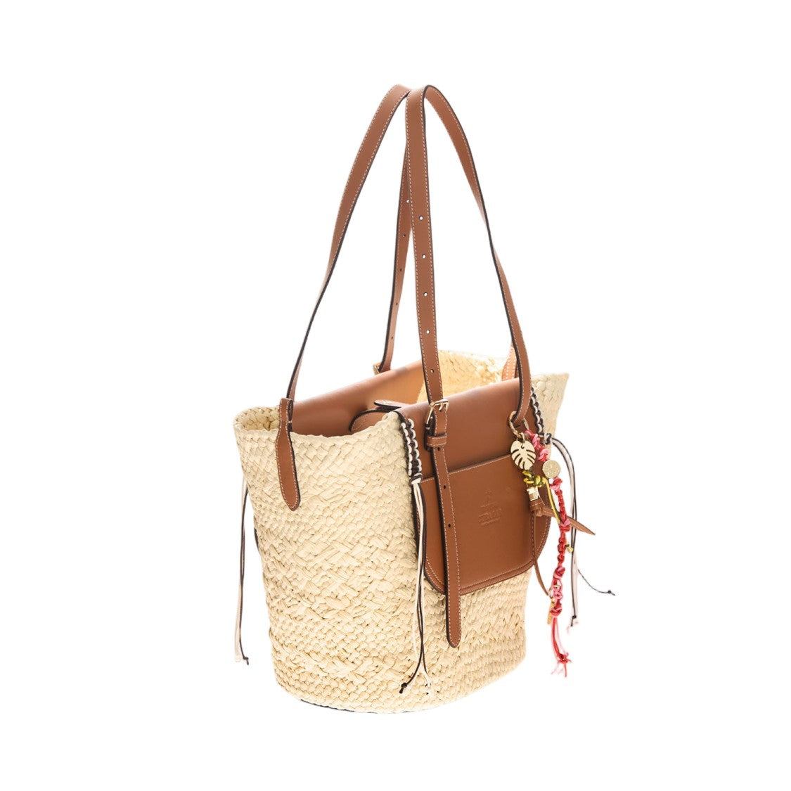 Cuba Lab Tropicana Leather And Rafia Bag