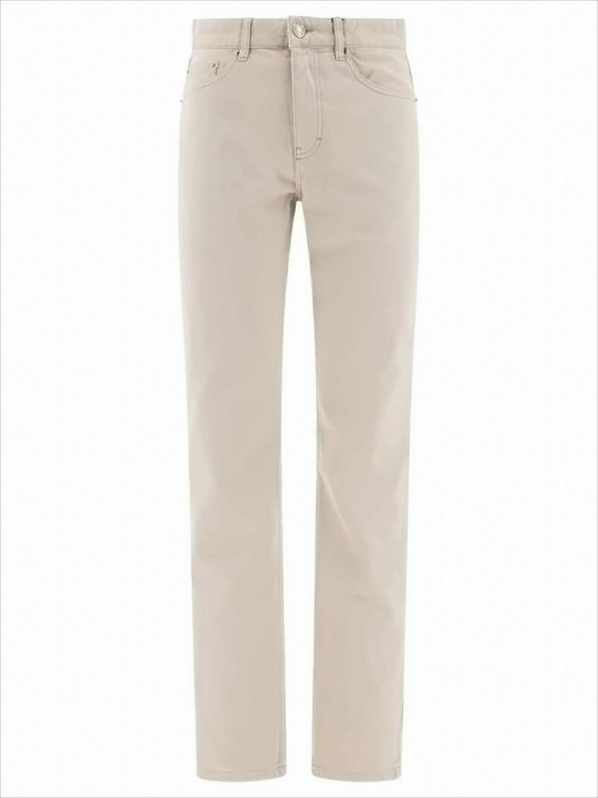 Ami Straight-Fit Five-Pocket Pants With Leather Patch Detail