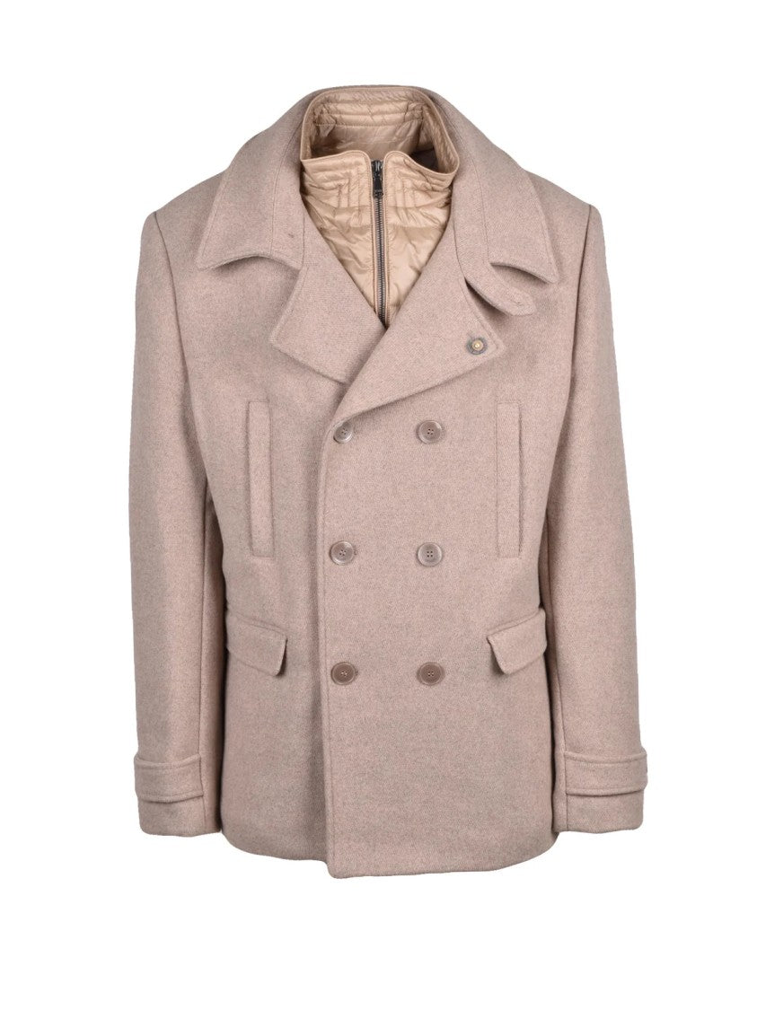 Yes Zee Grey Double-Breasted Removable Bib Peacoat
