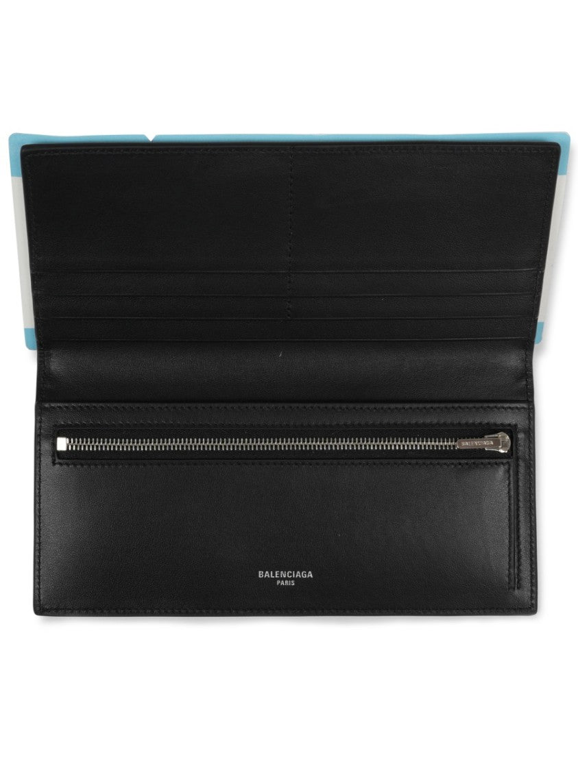 Balenciaga Textured Leather Passport Wallet With Embossed Emblem