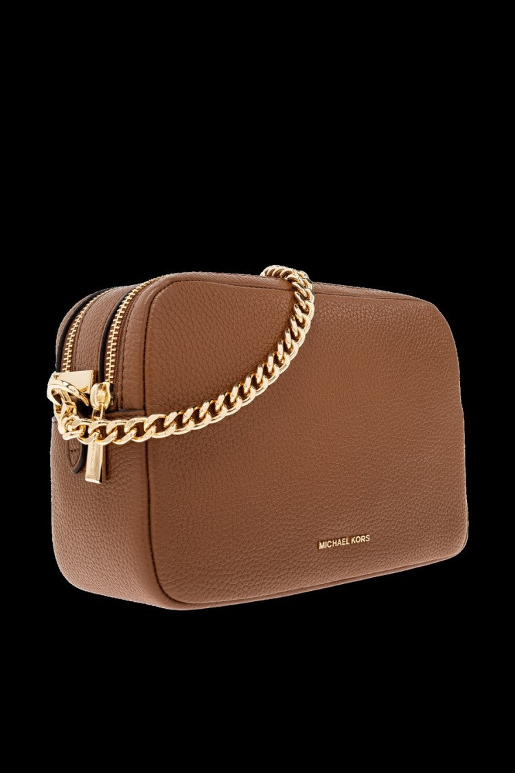 Michael Kors Brown Bryant Leather Double-Zip Camera Shoulder Bag