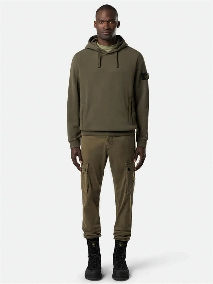 Stone Island Muted Olive Green Relaxed Fit Hoodie