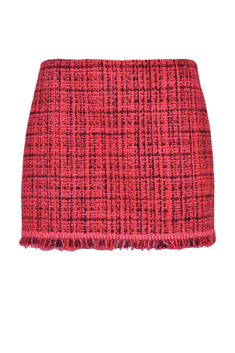 Patrizia Pepe Mini Bouclé Skirt - Red/Black