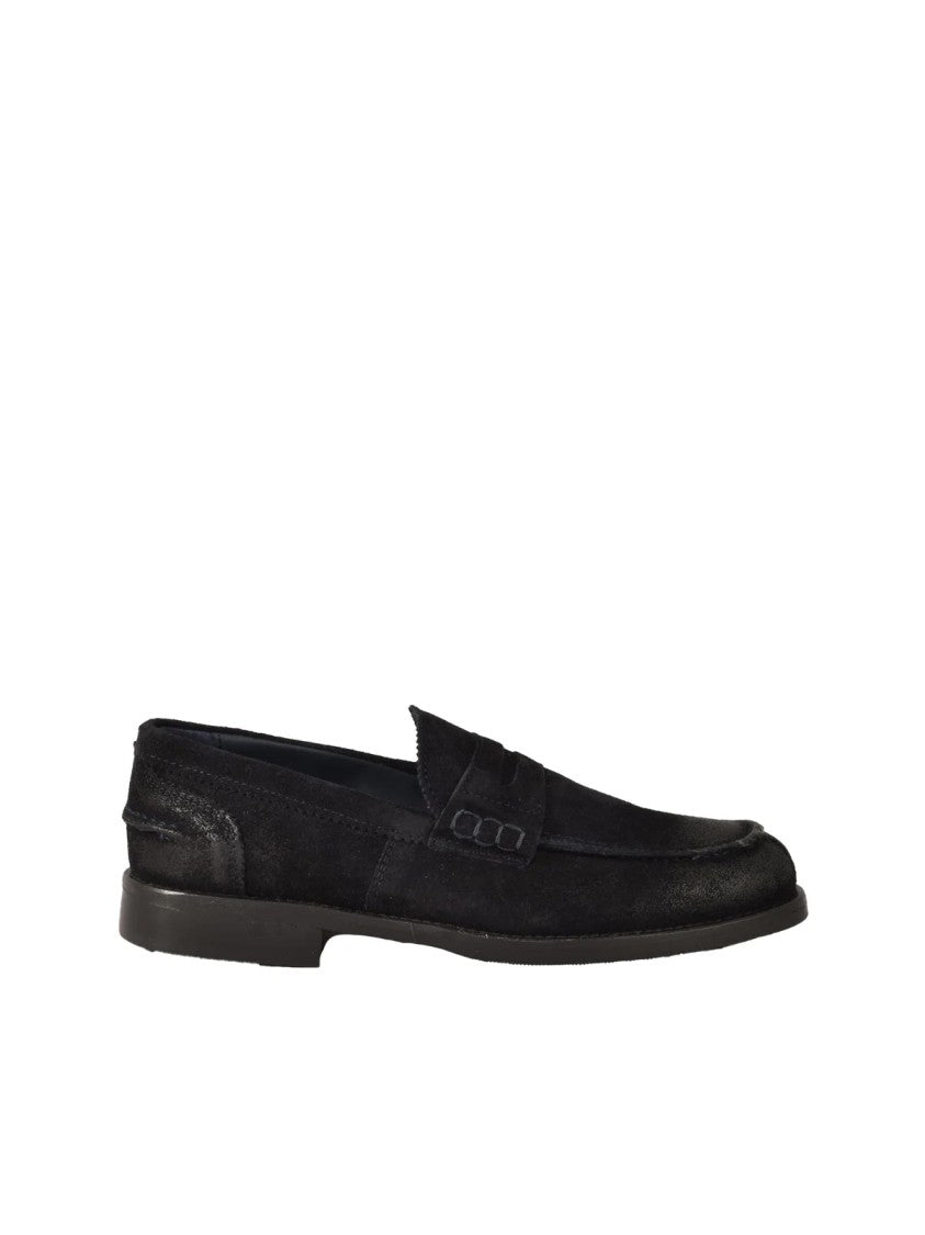 Wow Made In Italy Blue Classic Slip-On Leather Loafers