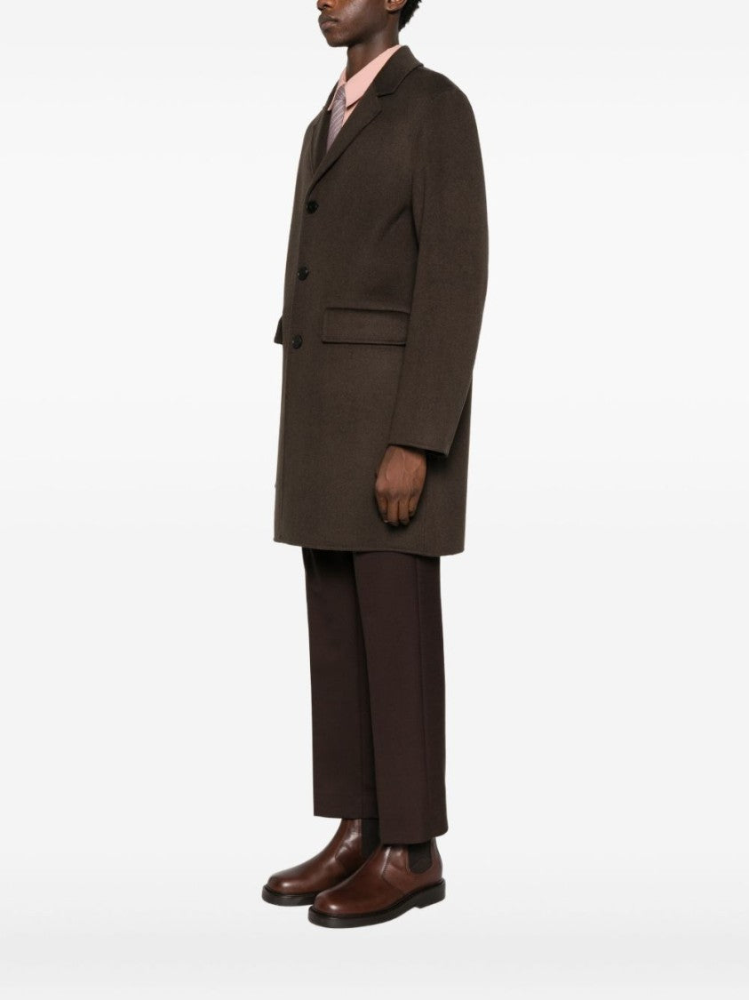 Amaranto Brown Tailored Coat With Notched Lapel