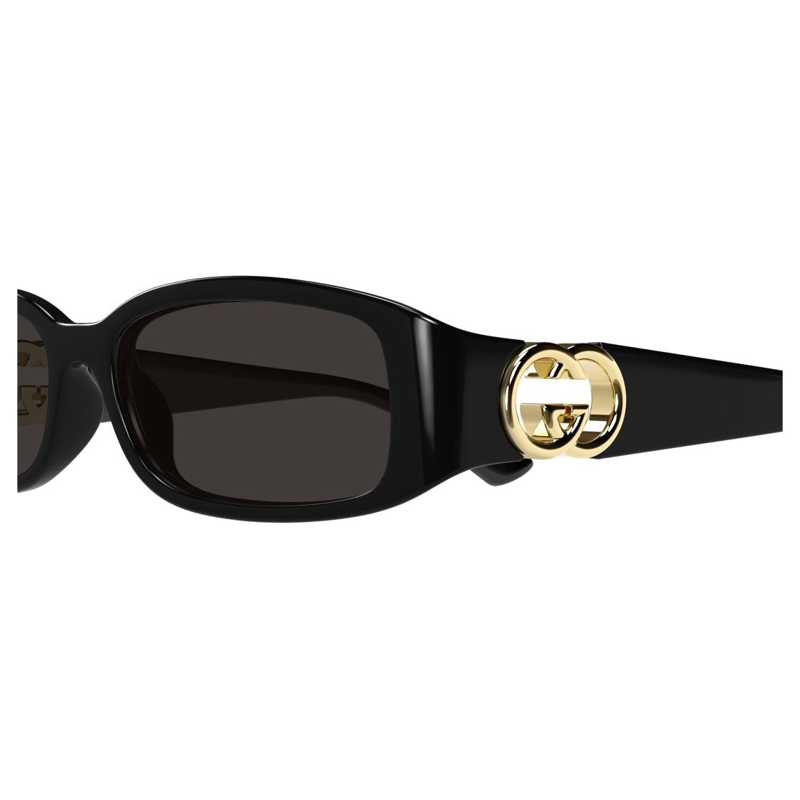 Gucci Gg1661s Rectangular Sunglasses With Glossy Black Frame