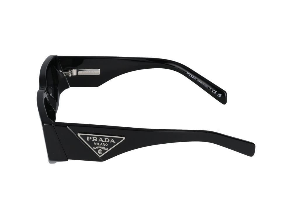 Prada Bold Oversized Black Acetate Sunglasses With Triangular Logo Plaque