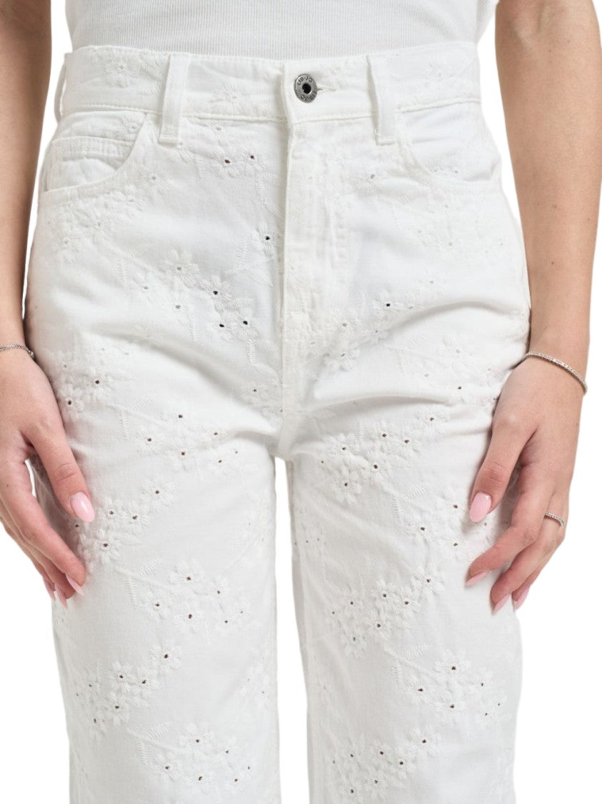 Liu Jo White Floral Embroidery Jeans