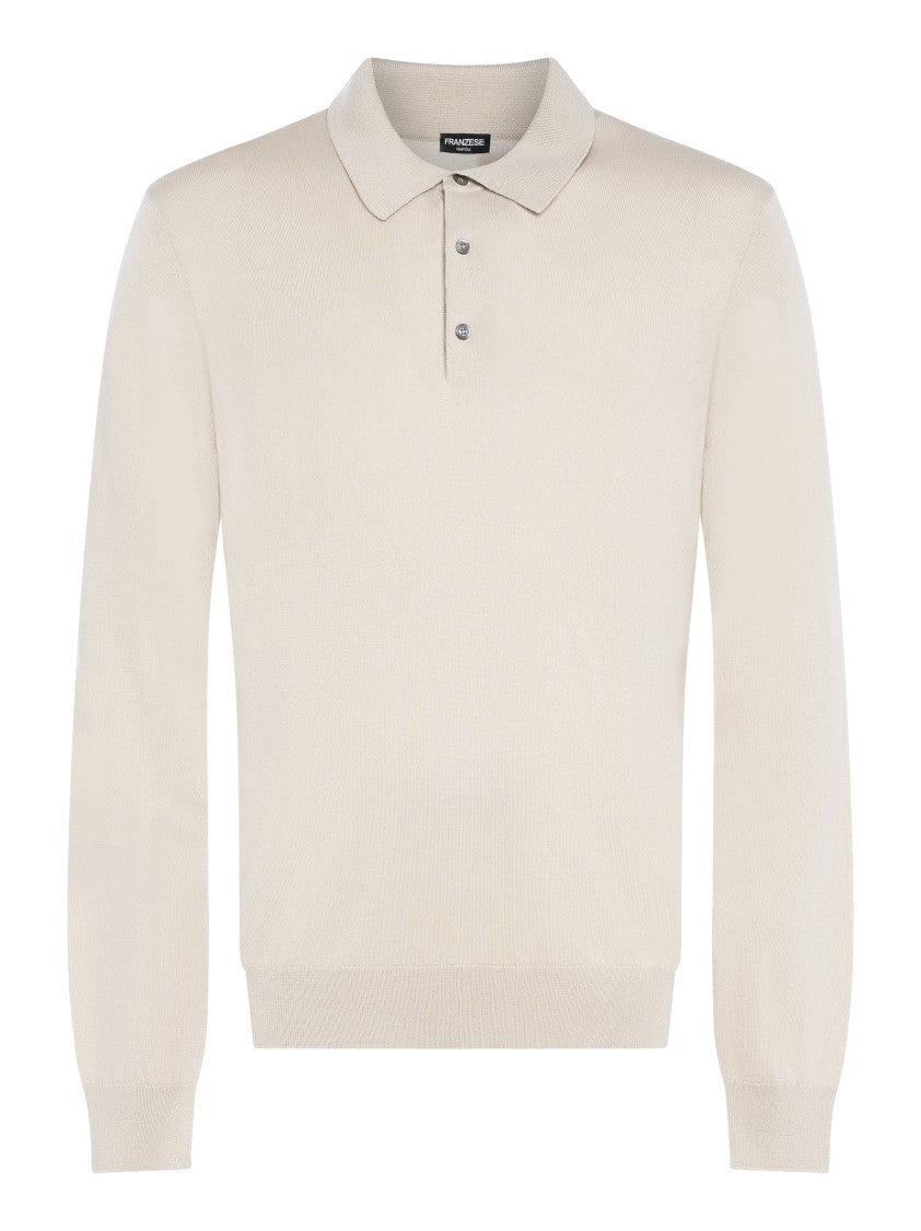 Franzese Collection Three-Button Polo Sweater In Soft Wool