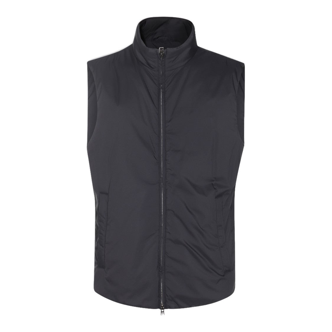 Herno Sleeveless High-Collar Black Vest With Design