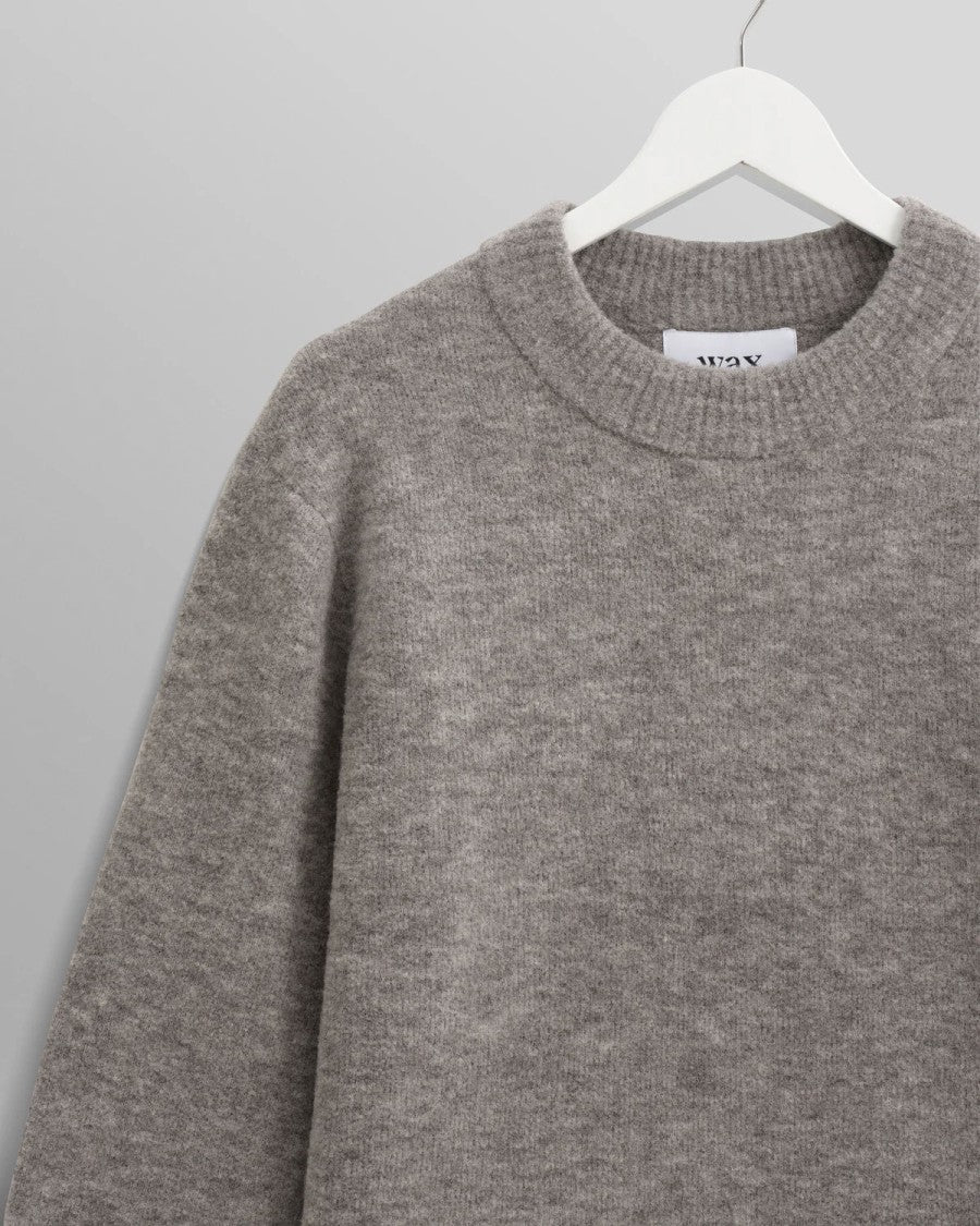 Wax London Soft Grey Marl Midweight Knit Crewneck Sweater