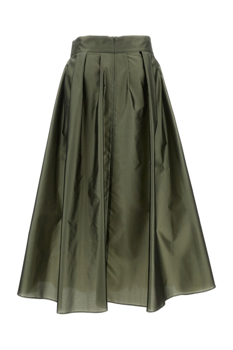 Max Mara Pleated Midi Skirt In Silk Blend Taffeta