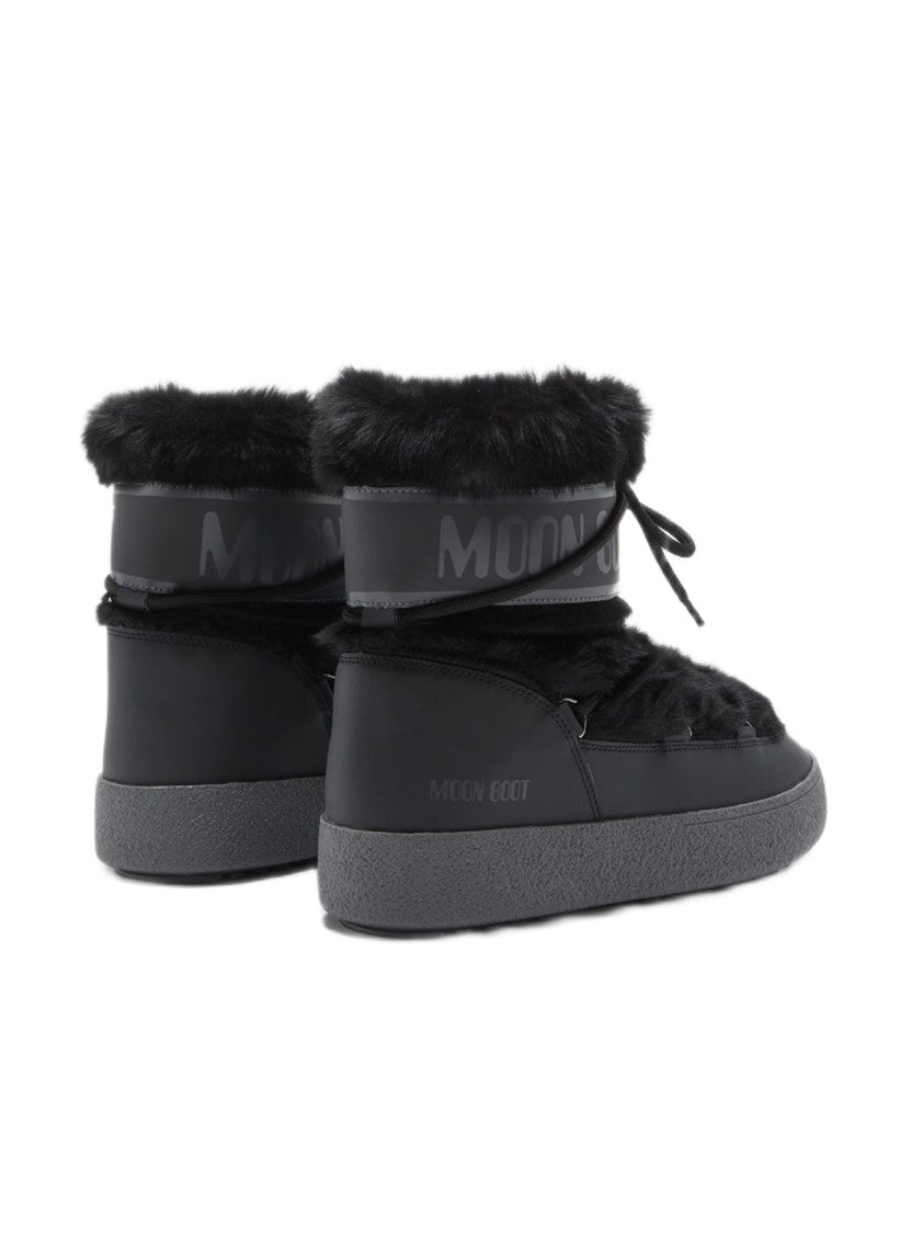 Moon Boot Mid-Height Black Boots With Furry Upper