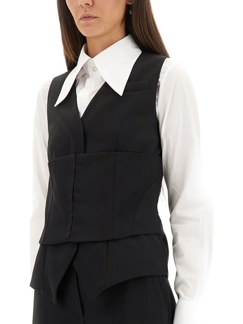 Alexander Mcqueen Fitted Black Vest Corset