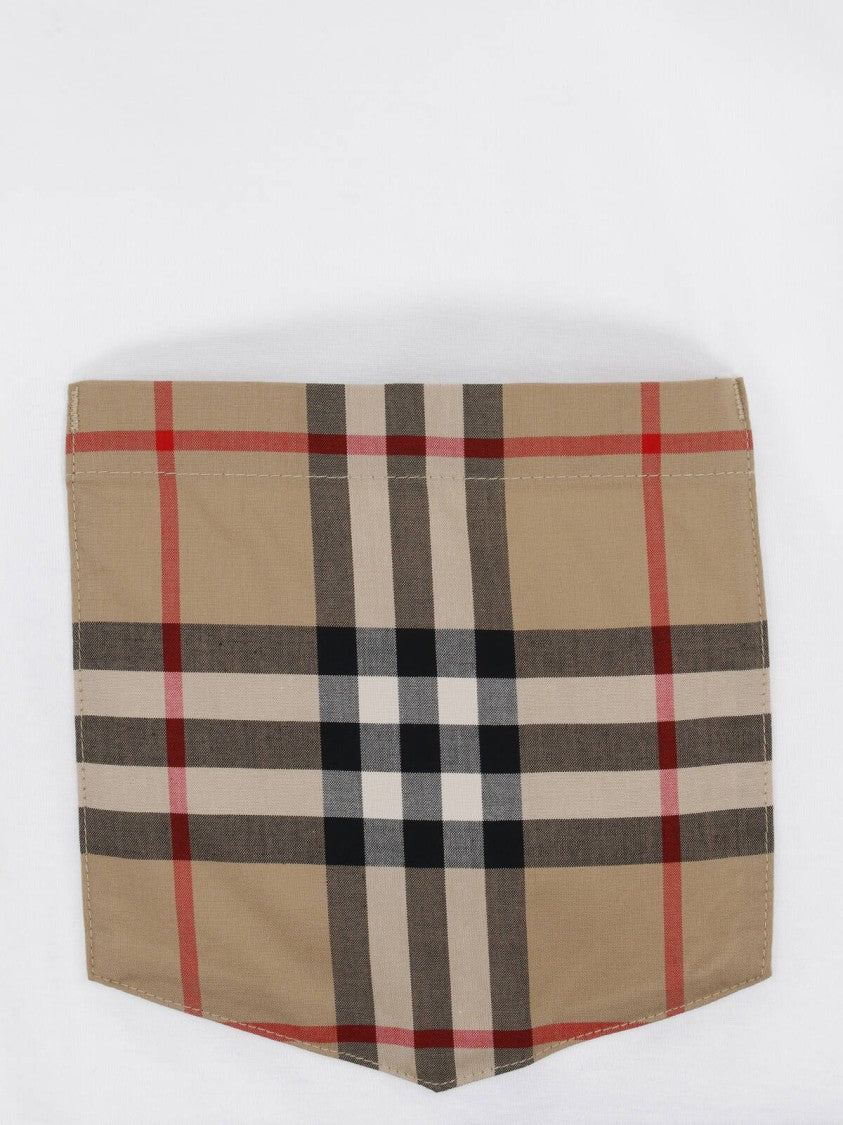 Burberry White Check Pocket Cotton T-Shirt