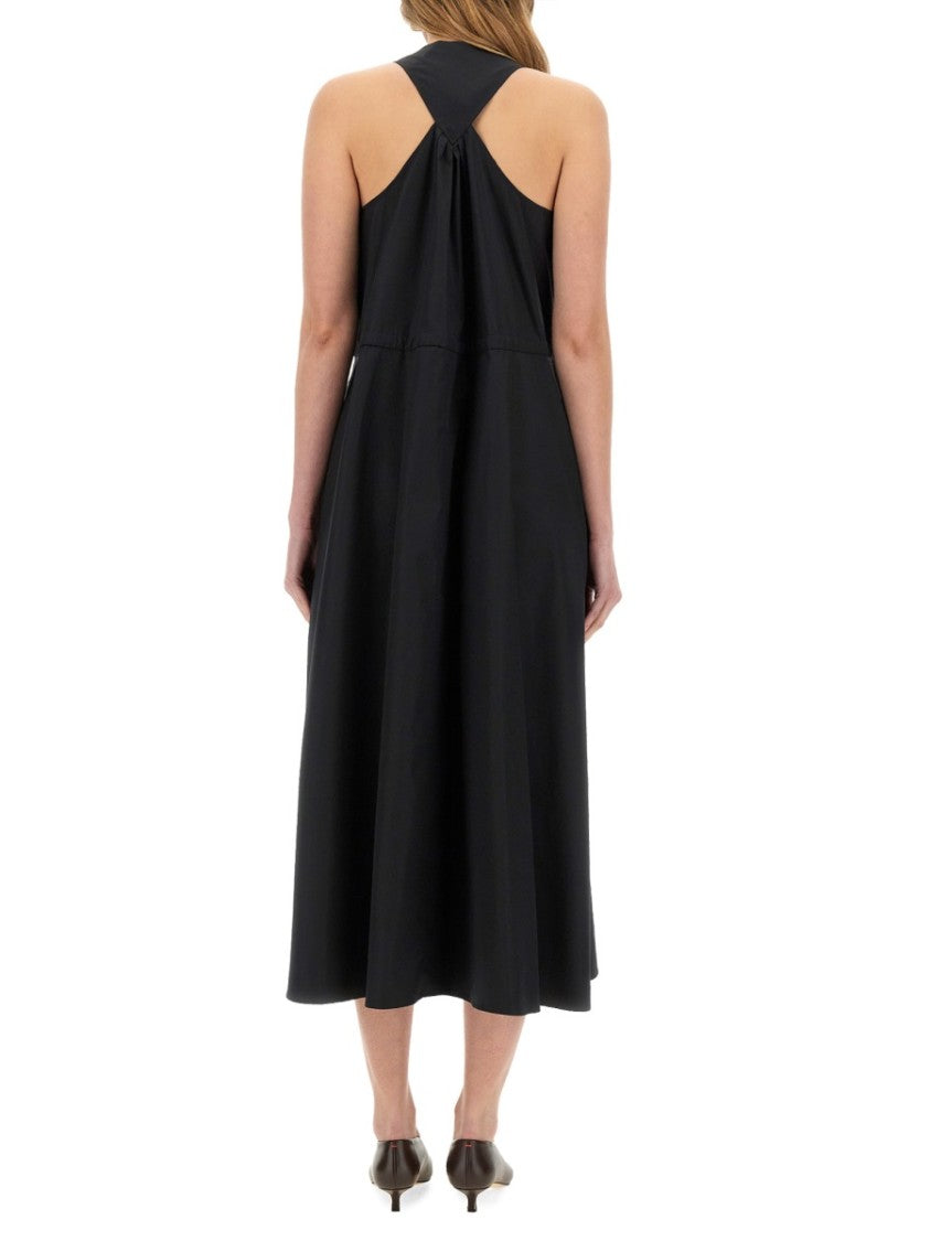 Aspesi Sleeveless Black Poplin Midi Dress