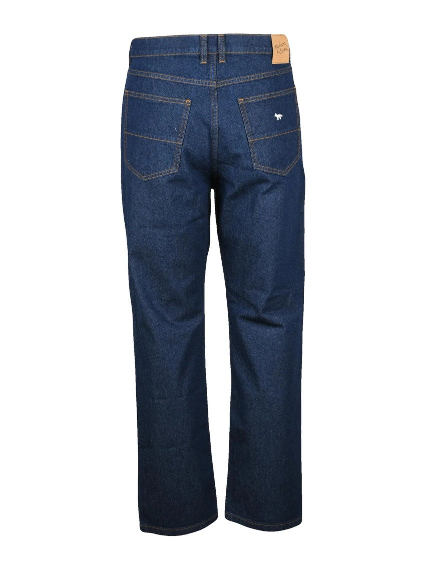 Maison Kitsuné Blue Cotton Straight-Leg Jeans