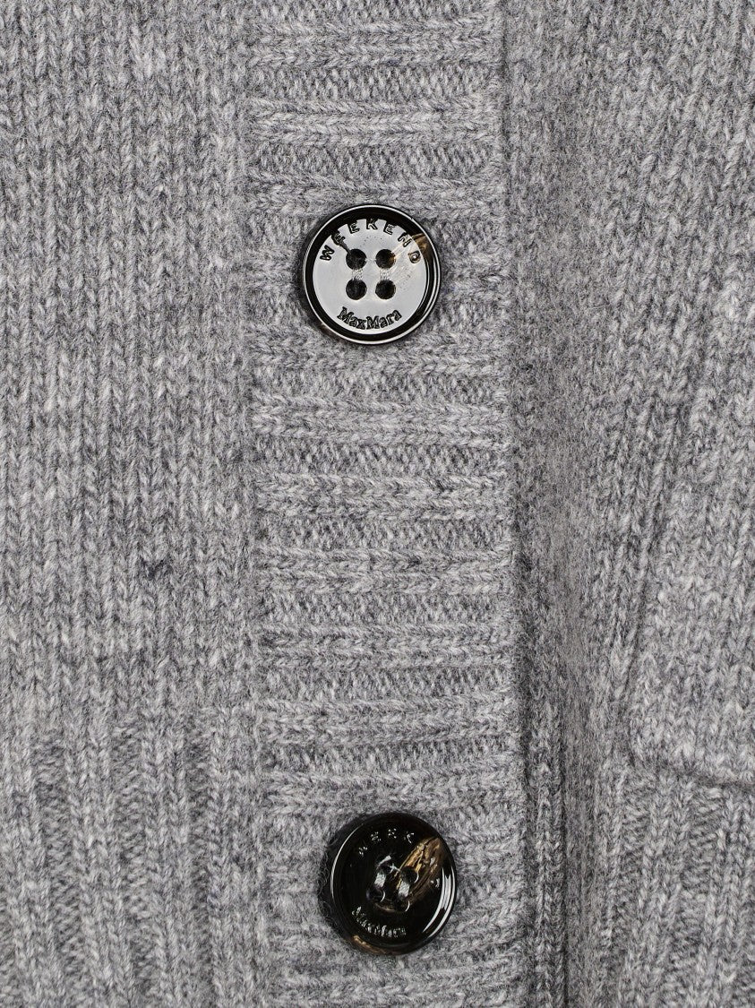 Max Mara Cropped V-Neck Button Knit Sweater