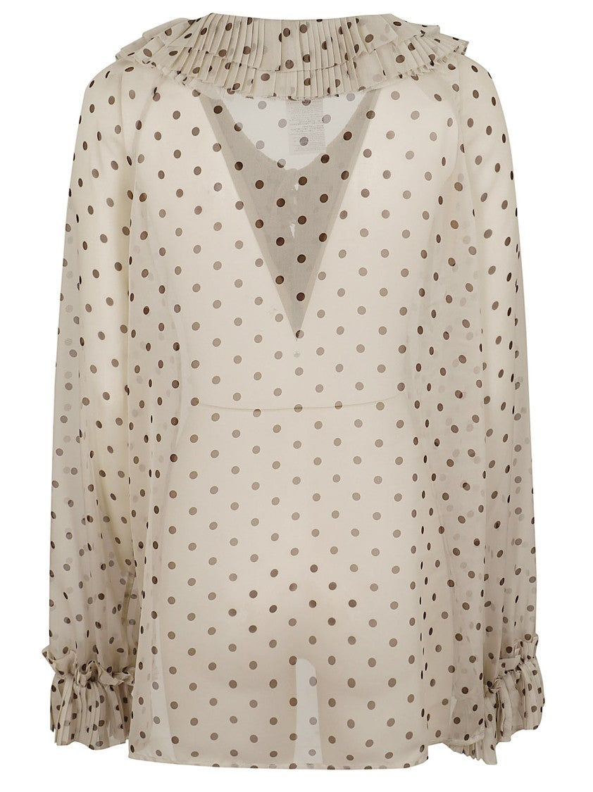 Parosh Sheer Silk Blouse With Polka Dot Pattern