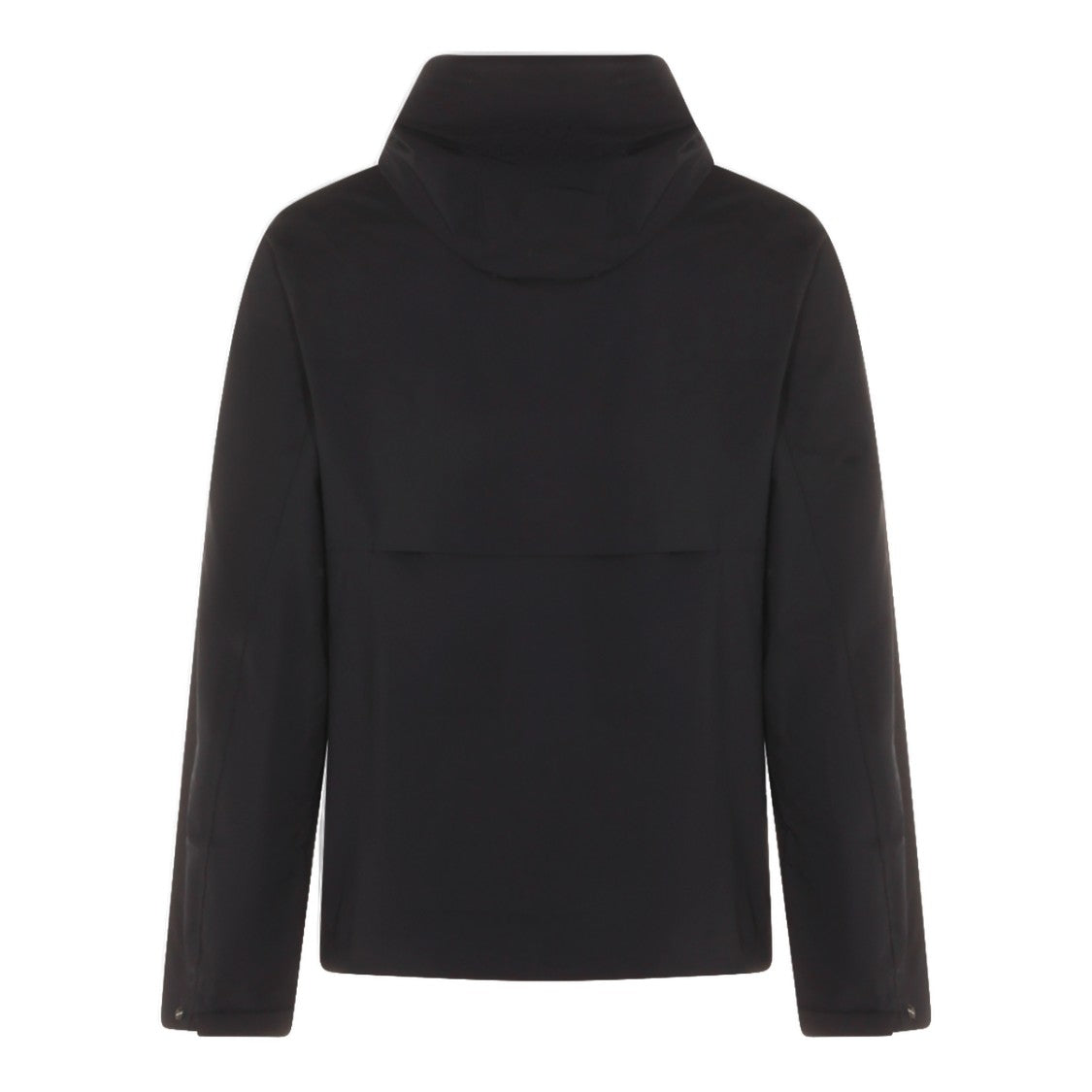 K-Way Minimalist Black Jacket With High Collar And Concealed Closure