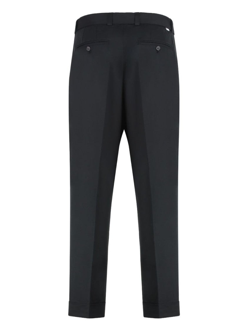 Paolo Pecora Cropped Black Trousers With Tailored Silhouette