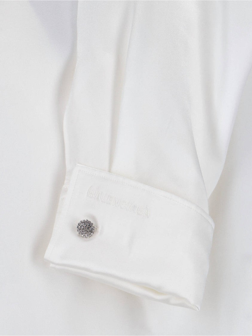 Balenciaga White Silk Shirt With Waist Detail